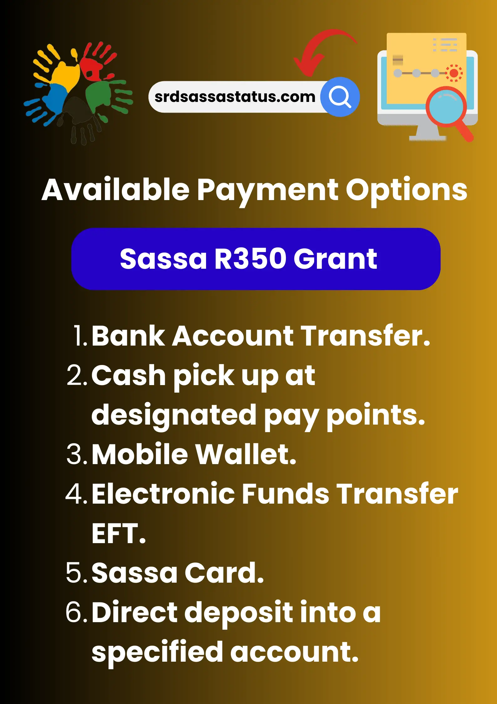 Available Payment Options For Sassa R350 Grant